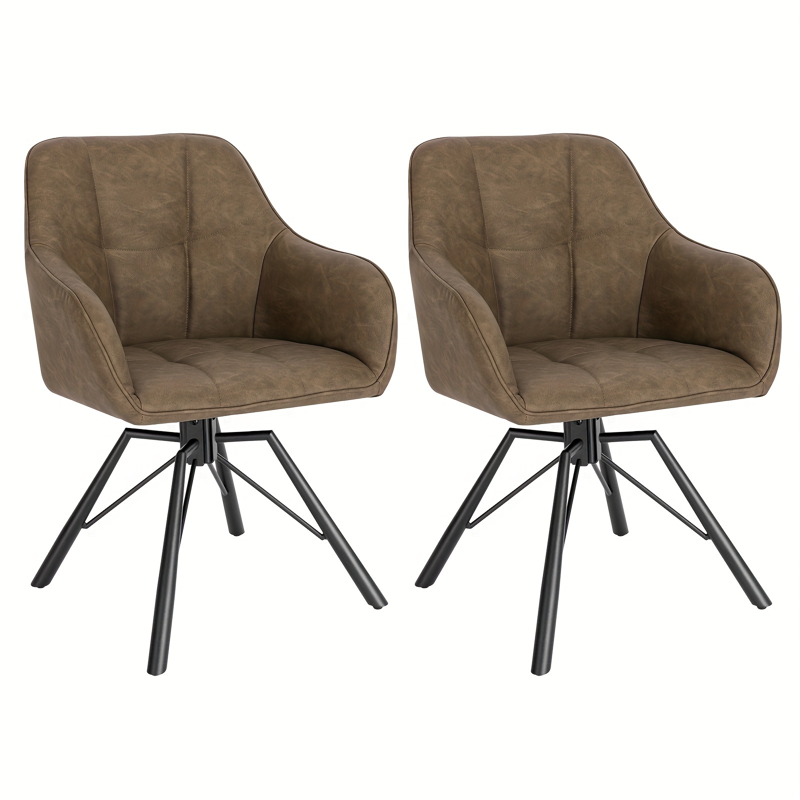 2pcs Swivel Dining Room Chairs, Set Of 2, Kitchen Chair, Upholstered Chair, Swivel Chair, Comfortable Chair With Armrests, Backrest, Armrest Chair For Dining Room, Living Room, With