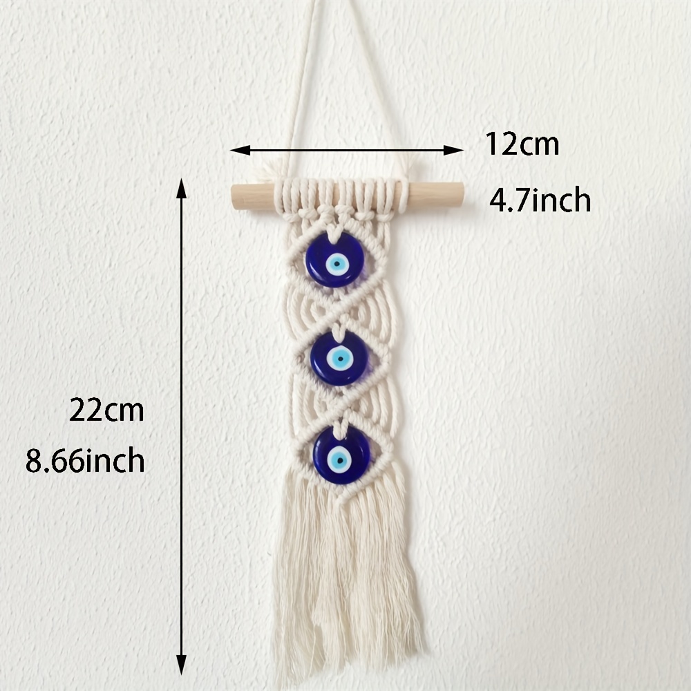 Evil Eye Turkish Blue Eye Handmade Thread Tapestry Hanging Ornament, Ins-style Windmill Interior Hanging Decoration, Wall Decor