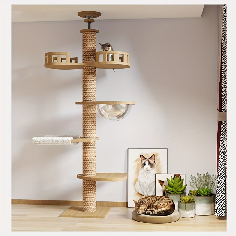 Image of 1pc -reaching Post Cat Climbing Frame With Jumping Platform, Hammock, Space Capsule Cat Bed, And Platform, Styles, Indoor Cat Toy