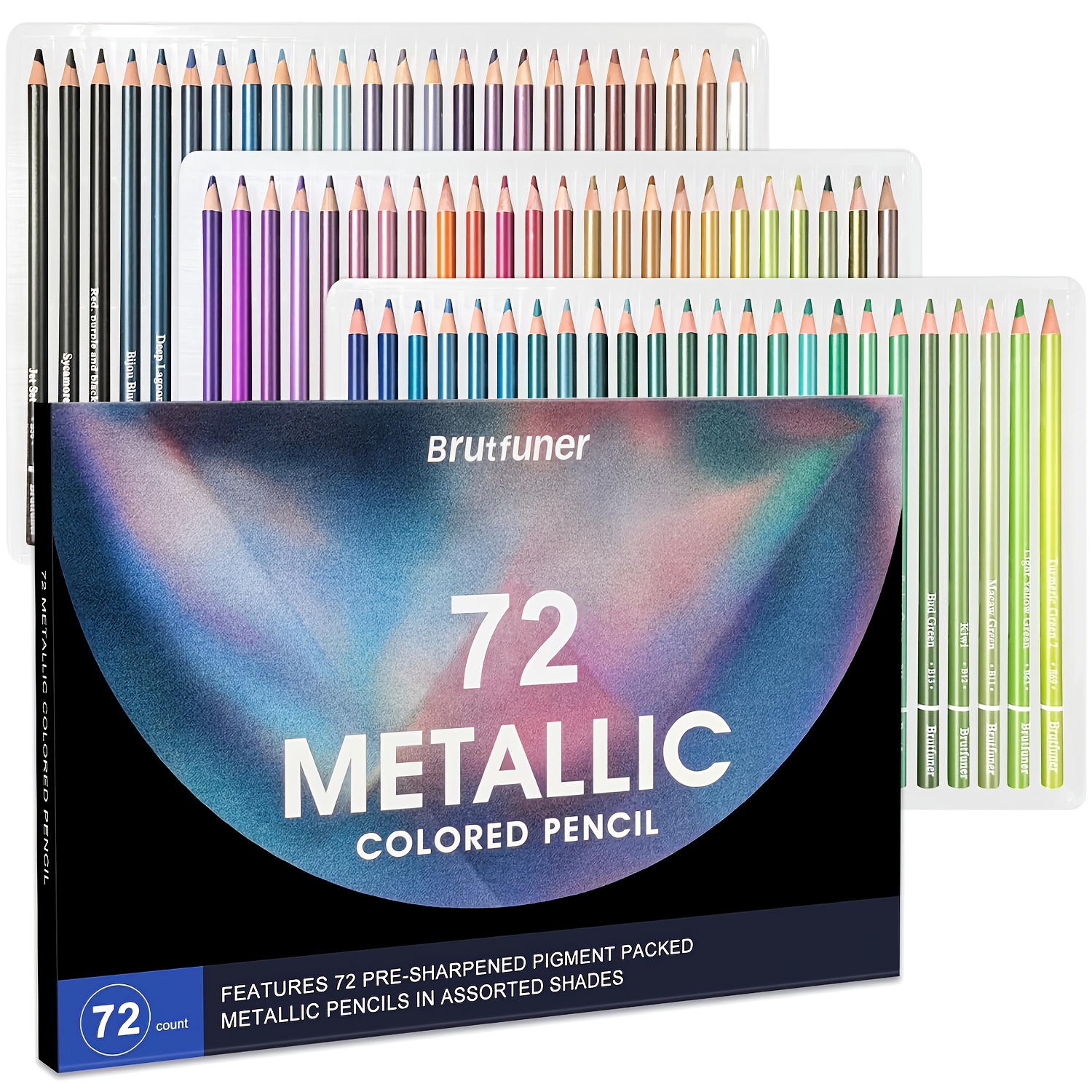 Image of 72 Metallic Colored Pencils For Coloring Books, Coloring Pencils With Vibrant Color, Ideal For Artists Drawing Blending Sketching, For Professional Artistic Use