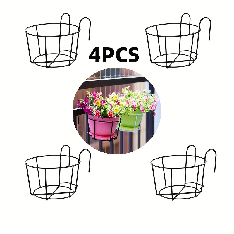 

4-Pack de supports de pots de fleurs suspendus en métal, , irrégulière, étagères de rangement polyvalentes pour balcons et terrasses, fixation murale, aucune électricité ni pile .