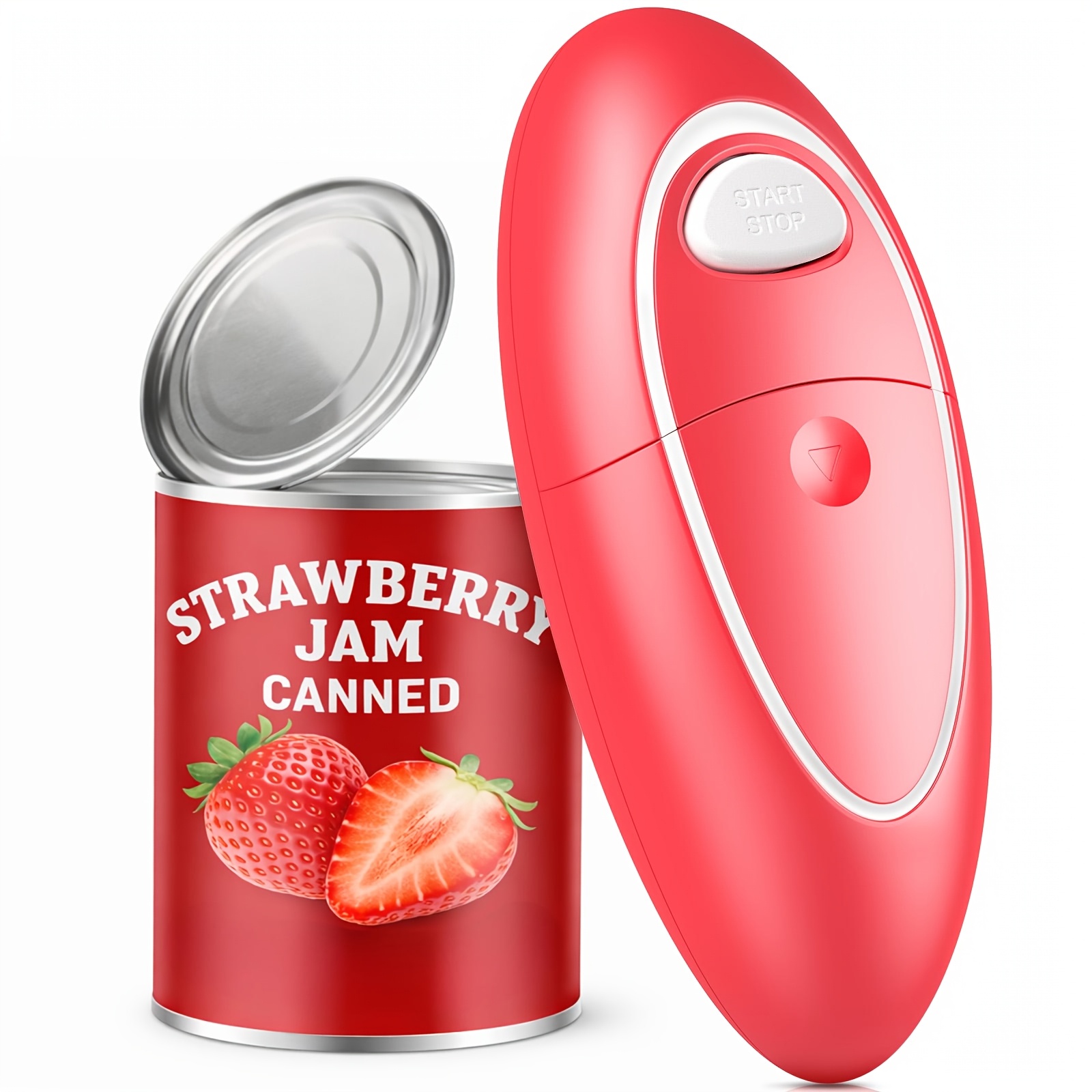 TEMU Automatic Can Opener, Device For Effortless Opening Of Can Sizes With Safe Edges, Food-safe, Portable, Battery-powered Can Openers (red)
