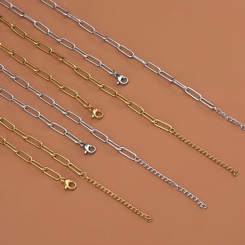 

A Set Containing 5 45cm + 5cm Stainless Steel Necklaces With Lobster Clasp And Extension Chain Suitable For Necklace Making Materials