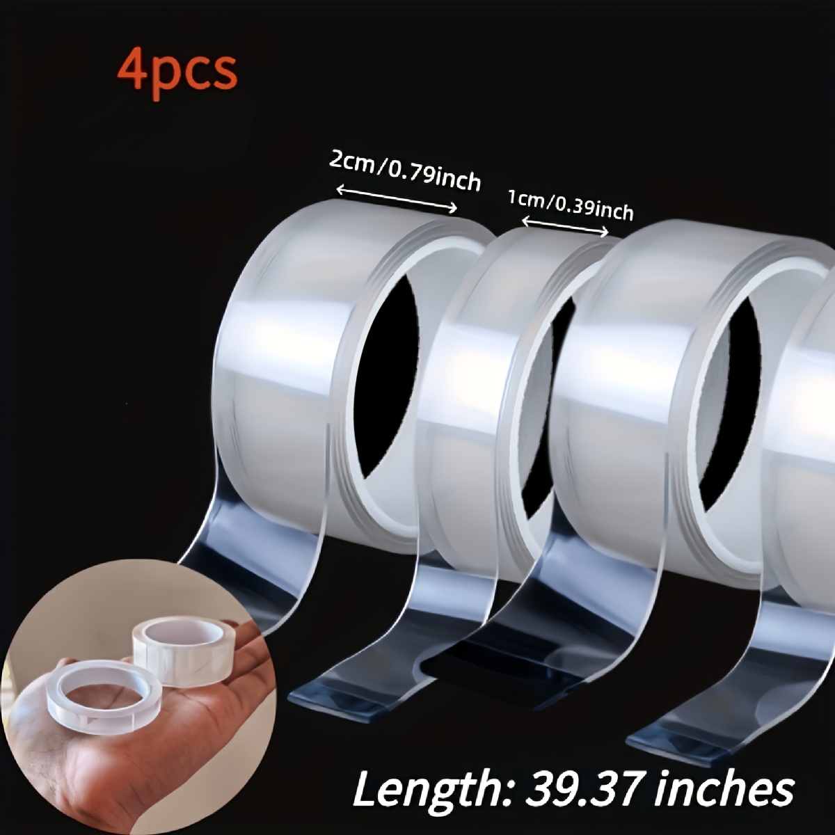 TEMU Strong Transparent Double-sided Tape, High Strength, No Residue, Suitable For Home, Kitchen, Office, And Car - Crafts, Painting, And Wallpaper