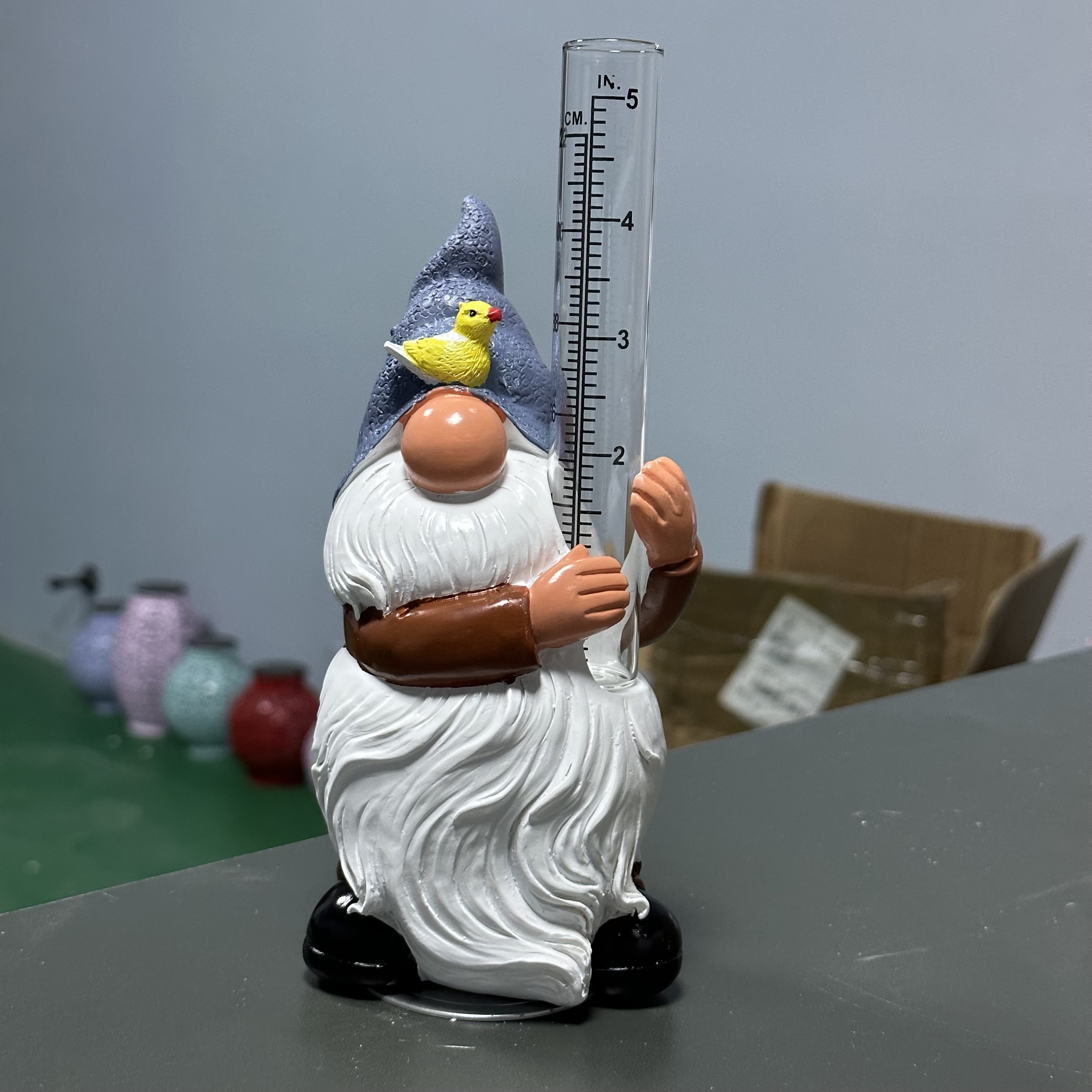 Image of 1pc Dwarf Holding Tube, Outdoor Rainwater Measurement, Cute Simulation And Interesting Garden Decoration, Resin Dwarf Statue Ornament Craft