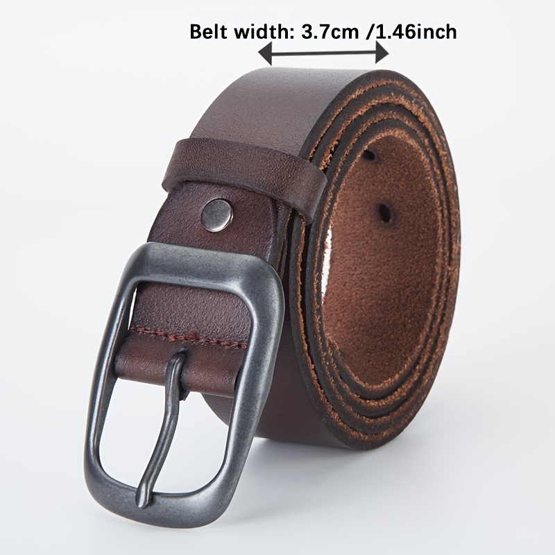 TEMU 's Leather Belt Made Of Cowhide, Featuring A Durable With An Alloy Pin . This Genuine Leather Belt Is Versatile And Easy, Suitable For Everyday
