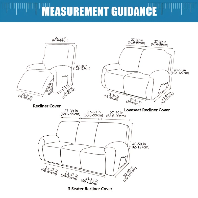 1 2 3 seater sofa recliner cover chenille fabric slip resistant washable with elastic bottom furniture protector   of 4 6 8pcs reclining chair covers