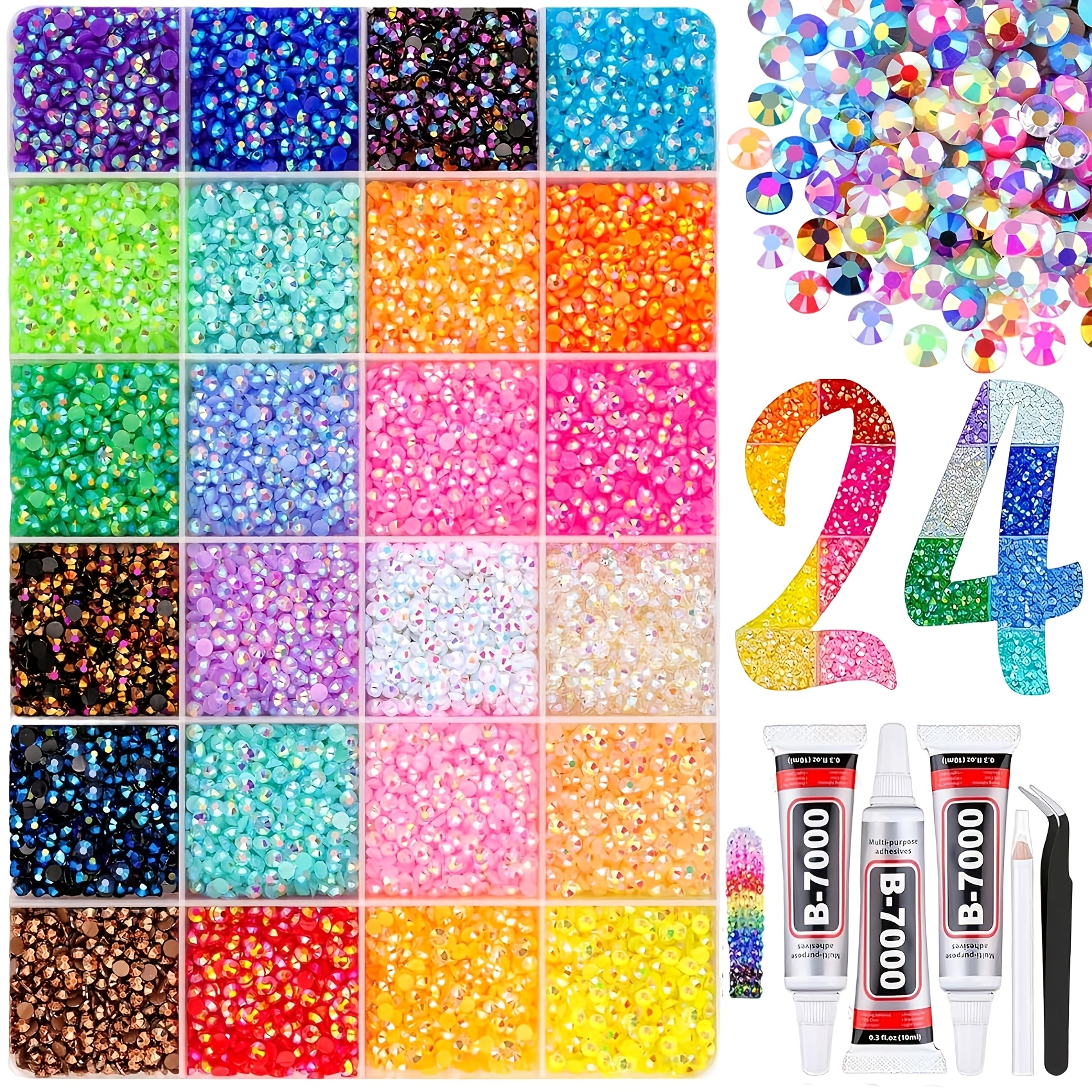 32 500pcs   resin flat   drill set in 24 colors suitable for   shoe and clothing embellishments phone case decorations and diamond painting featuring high gloss ab color flat   artificial gemstone set