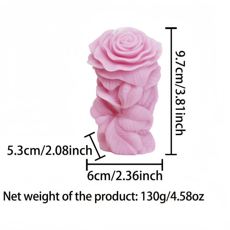 Rose Pillar Scented Candle, 3D Carved Candle, Made of Soy Wax. Suitable for Wedding Table Centerpieces, Valentine's Day, Home Decor, Dinner Parties, and Photo Props