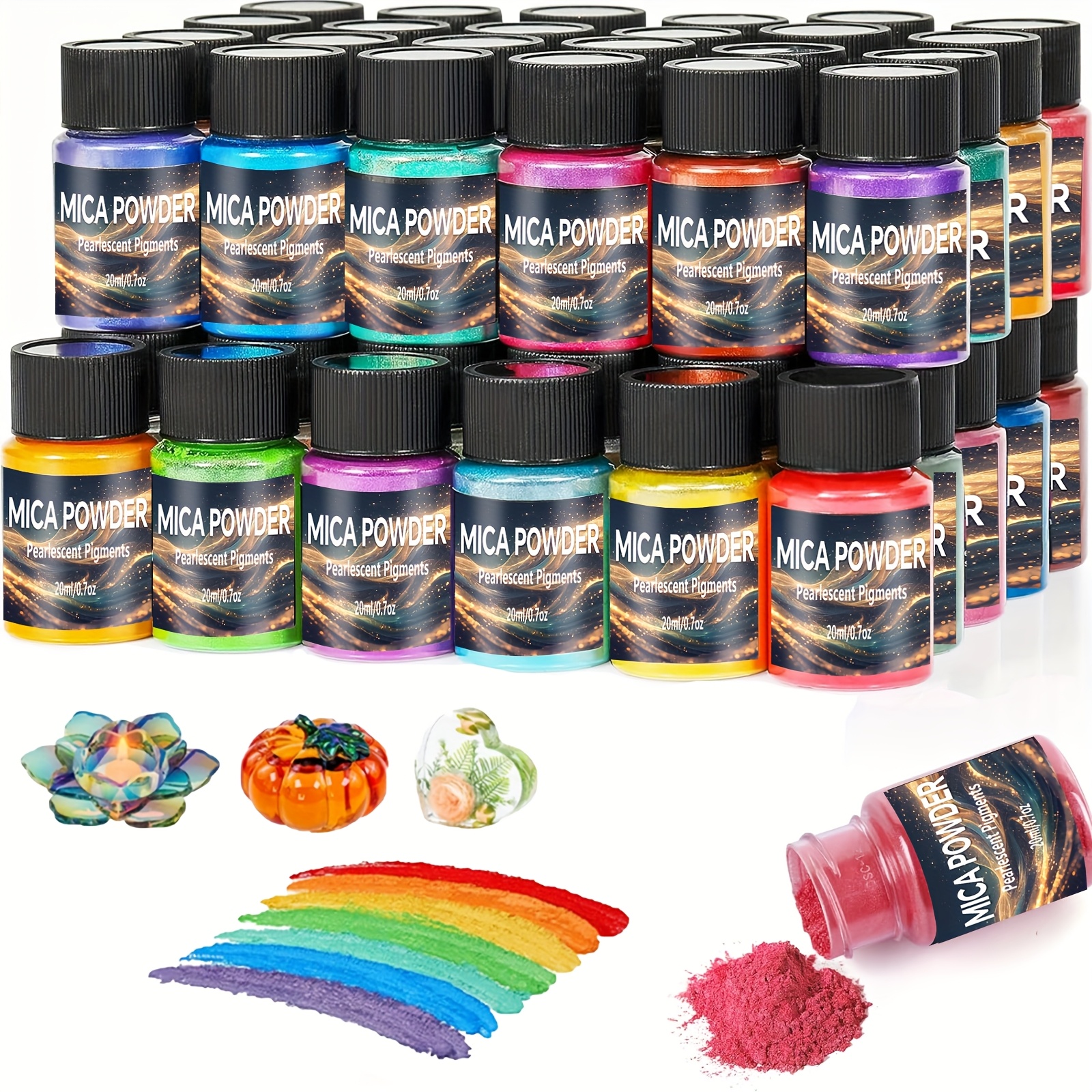 

24-color Mica Powder Pigment Set For Epoxy Resin Art, Jewelry Making, Resin Casting Dye, And Diy Crafts - For Painting, Dyeing, Materials