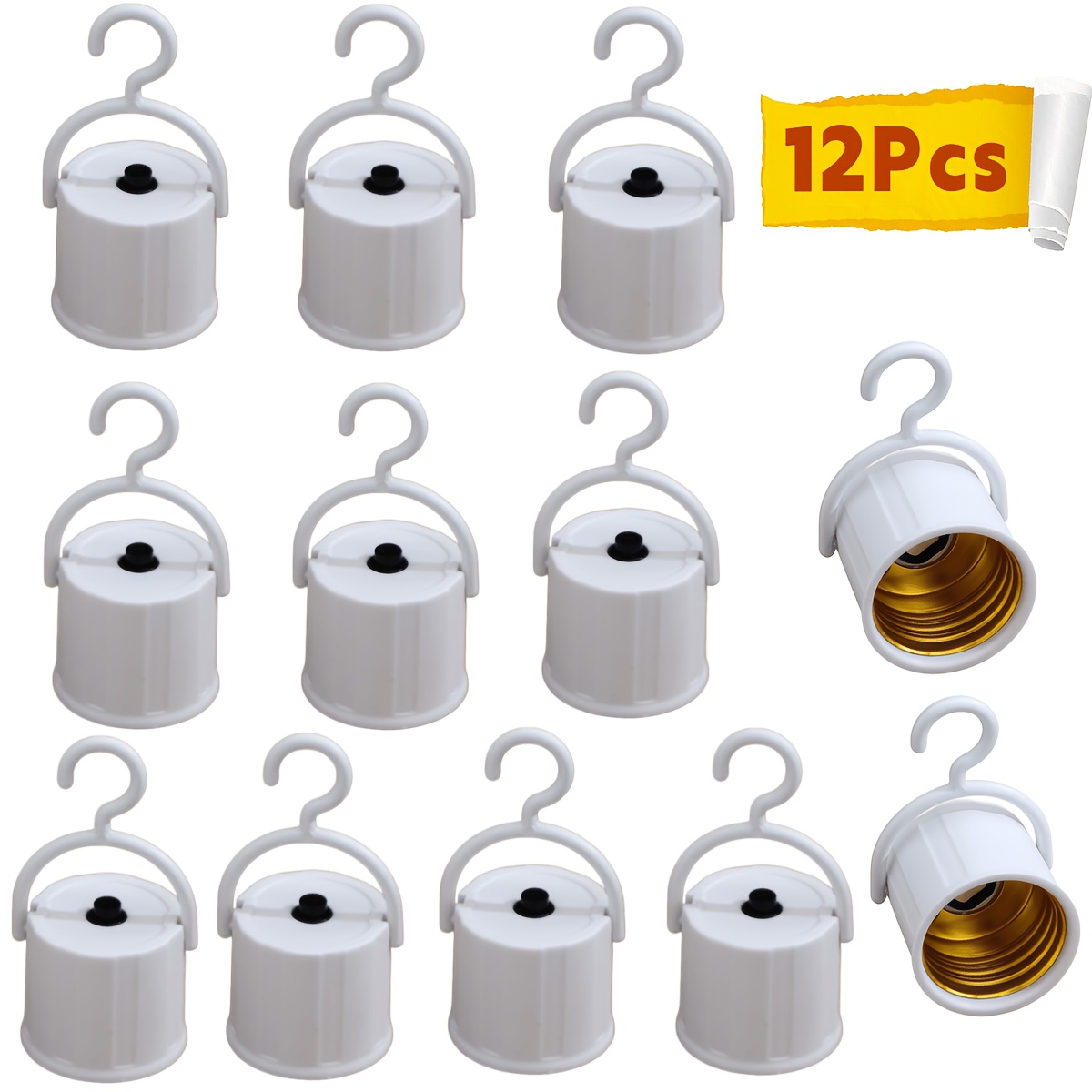 TEMU E27 With Switch Button Hook Light Bulb Holder Accessory, Usb Connector, Low Voltage (12-pack)