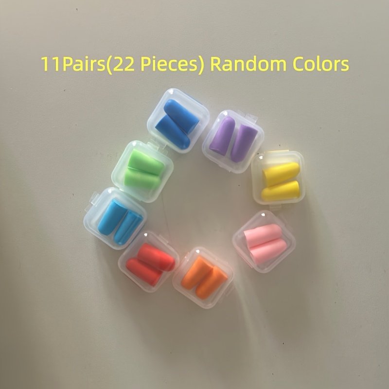 TEMU 11 Pairs (22pcs) Foam Earplugs, In Random Colors. Skin-friendly And Soft, Slow Rebound, , Comfortable And Cost-effective. Suitable For Travel,