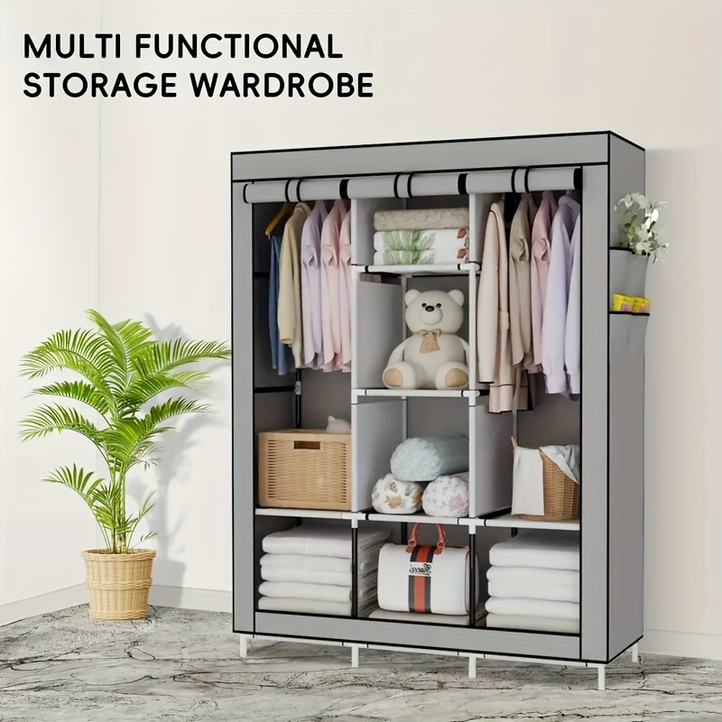 E-shop Großes Kleiderschrank-System mit großem Fassungsvermögen, einfach zu montieren, staubdicht, mit Rollladen, tragbares Design, freistehendes