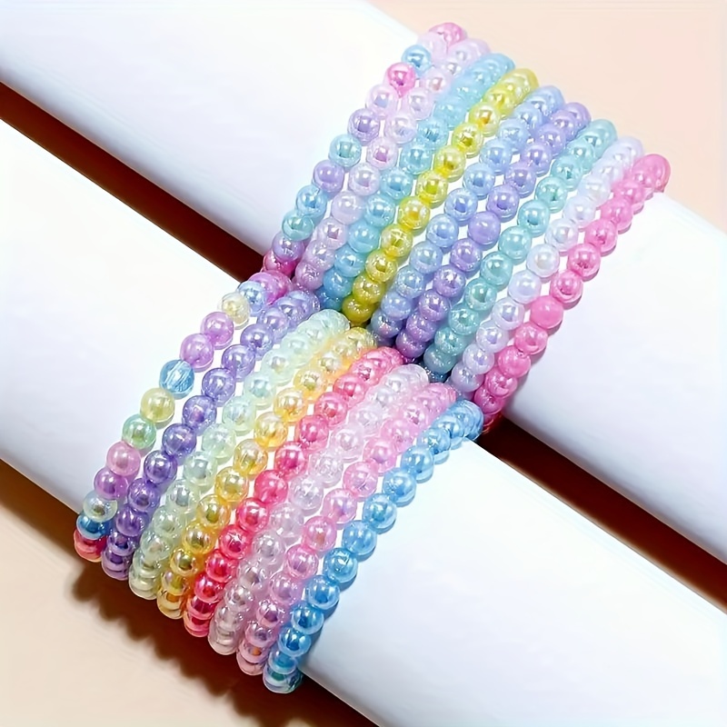 

8/16pcs Acrylic Multi-colored Beaded Bracelets Set, Suitable For Holiday Parties, Birthday Gifts For Girls