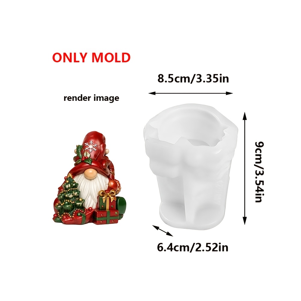 TEMU 3d Faceless Gnome Silicone Mold Compatible For Diy Scented Candles, Plaster & Resin Crafts - Christmas Tree, , Snowflake & Gift Box Suitable For