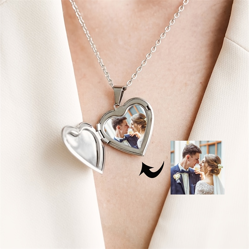 Customized Women's Box Necklace with Engraved Heart Pendant