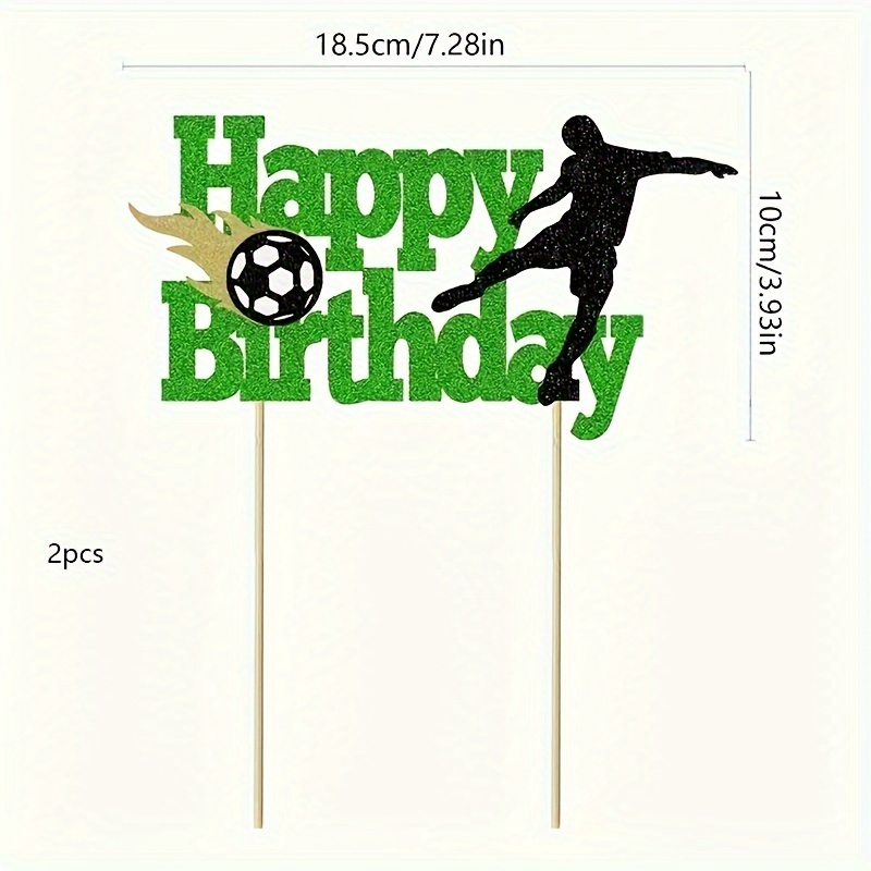 Image of 2pcs Soccer-themed Happy Birthday Cake Toppers, Football Player Decorations For Boys And Girls Sport Theme Birthday Party Supplies For Christmas,newyear,valentine,party Events