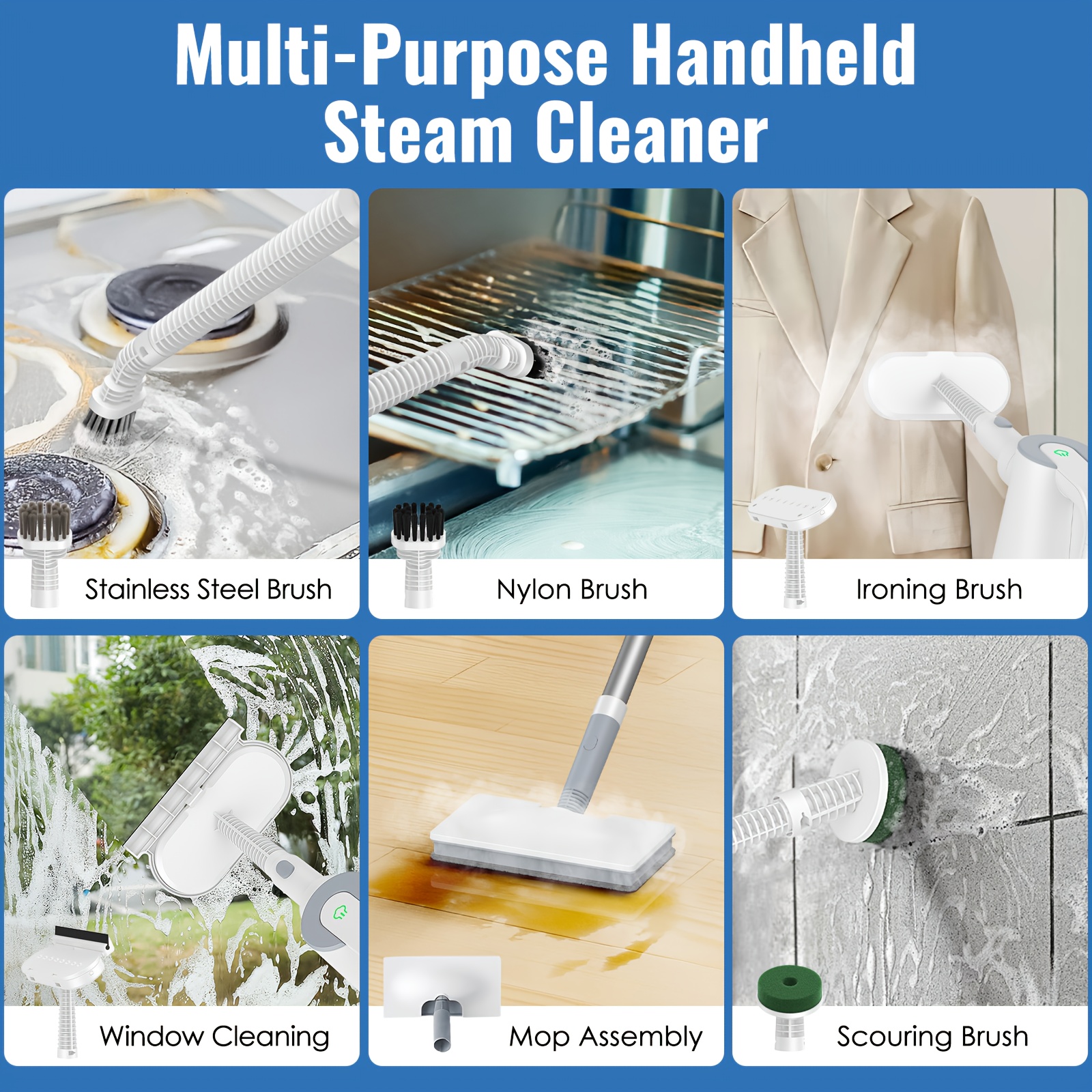 Steam mop steam cleaner detachable handheld carpet cleaner, household and floor cleaner, corded household steam cleaner, 10in 1 multifunctional accessory and 2 mats, powerful sofa steamer, hardwood, tiles, cement paste, windows, kitchen, bathroom 8 Steam mop steam cleaner detachable handheld carpet cleaner, household and floor cleaner, corded household steam cleaner, 10in 1 multifunctional accessory and 2 mats, powerful sofa steamer, hardwood, tiles, cement paste, windows, kitchen, bathroom - Image 8