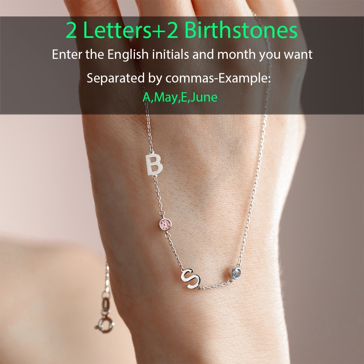 Personalized Women's Sideways Initial Birthstone Necklace