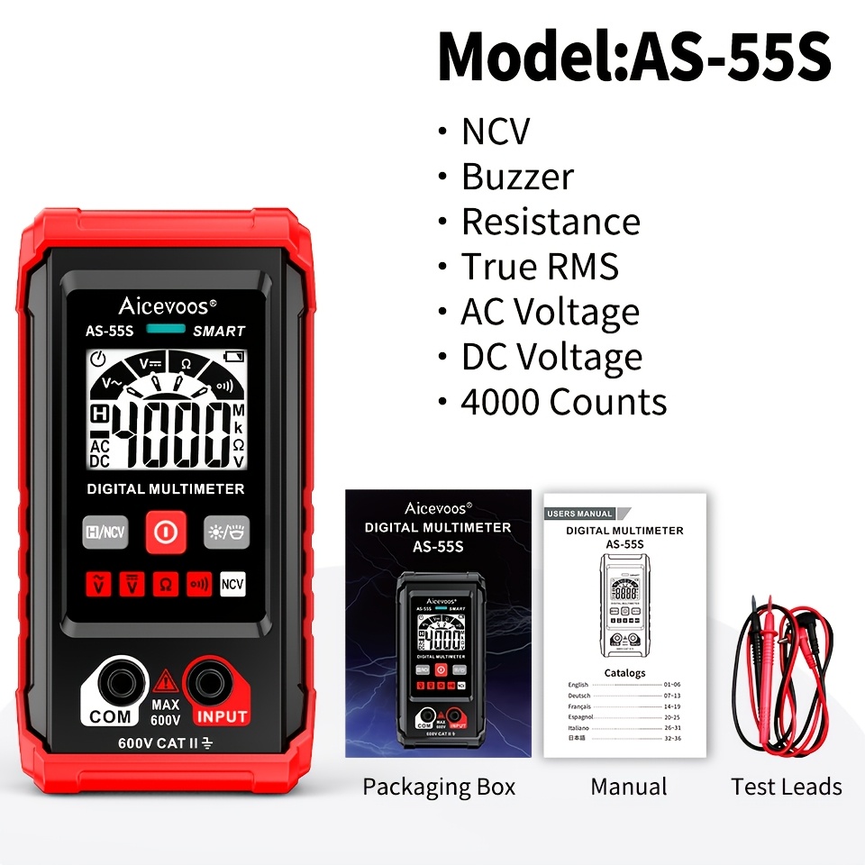 Image of Automatic Digital Smart Multimeter, True Rms, Auto Range, Ac/ Voltage Tester, Electrical Professional Multimeter, Ncv