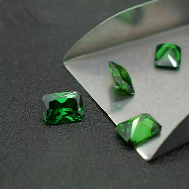 Hand Cut Round Lab Grown Synthetic Emerald Ring