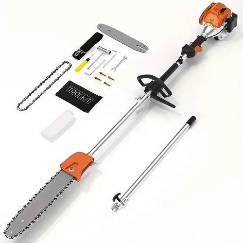 48cc pole saw gas powered 2 gas pole saws for tree trimming with 11 5in cutting bar 16ft reach extendable pole chainsaw tree trimmer for tree trimming branches pruning
