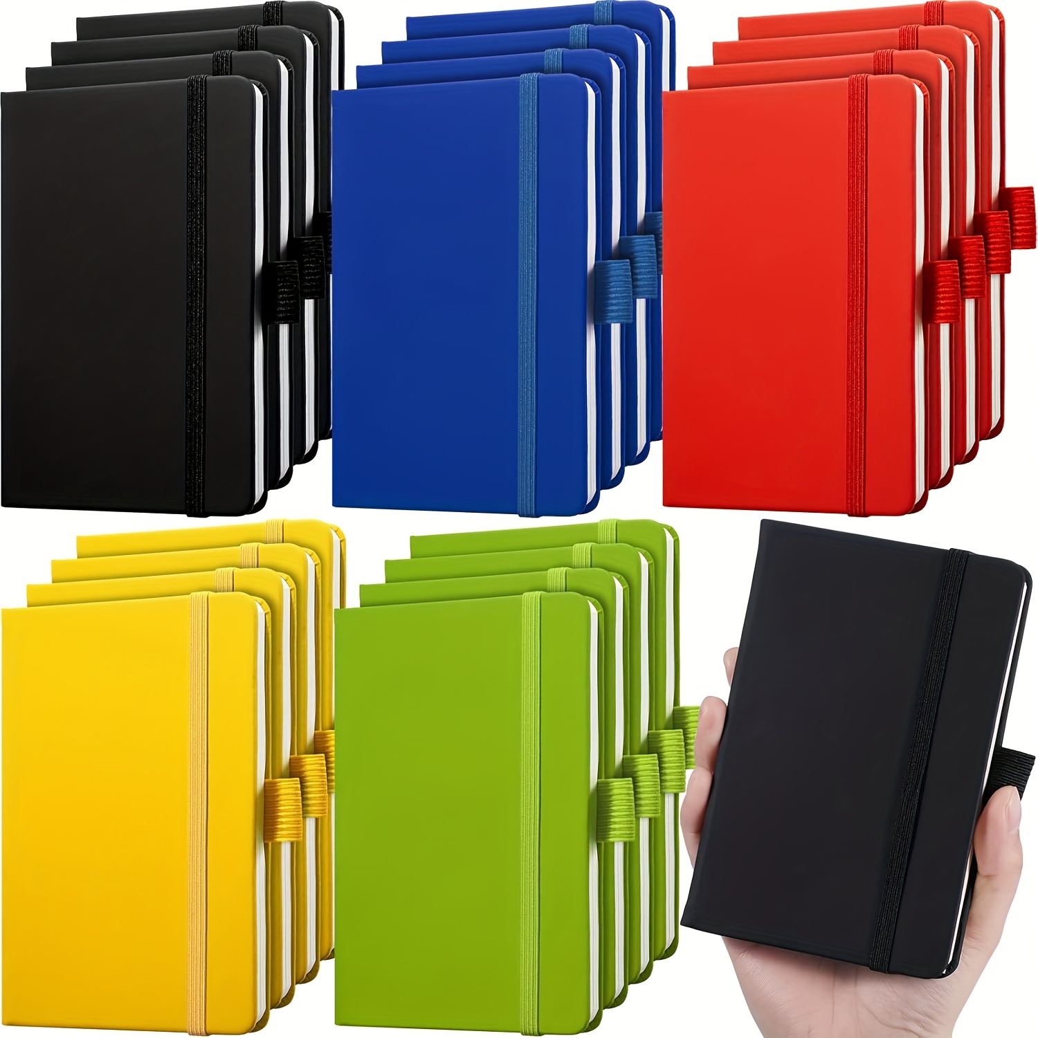 

20 Pack Pocket Notebook Journals 3.7 X 5.7 Hardcover Small Mini Pocket Notebooks With Pen Holder A6 Lined Notebook Journal With 100gsm Paper (black, Blue, Green, Red, Yellow)