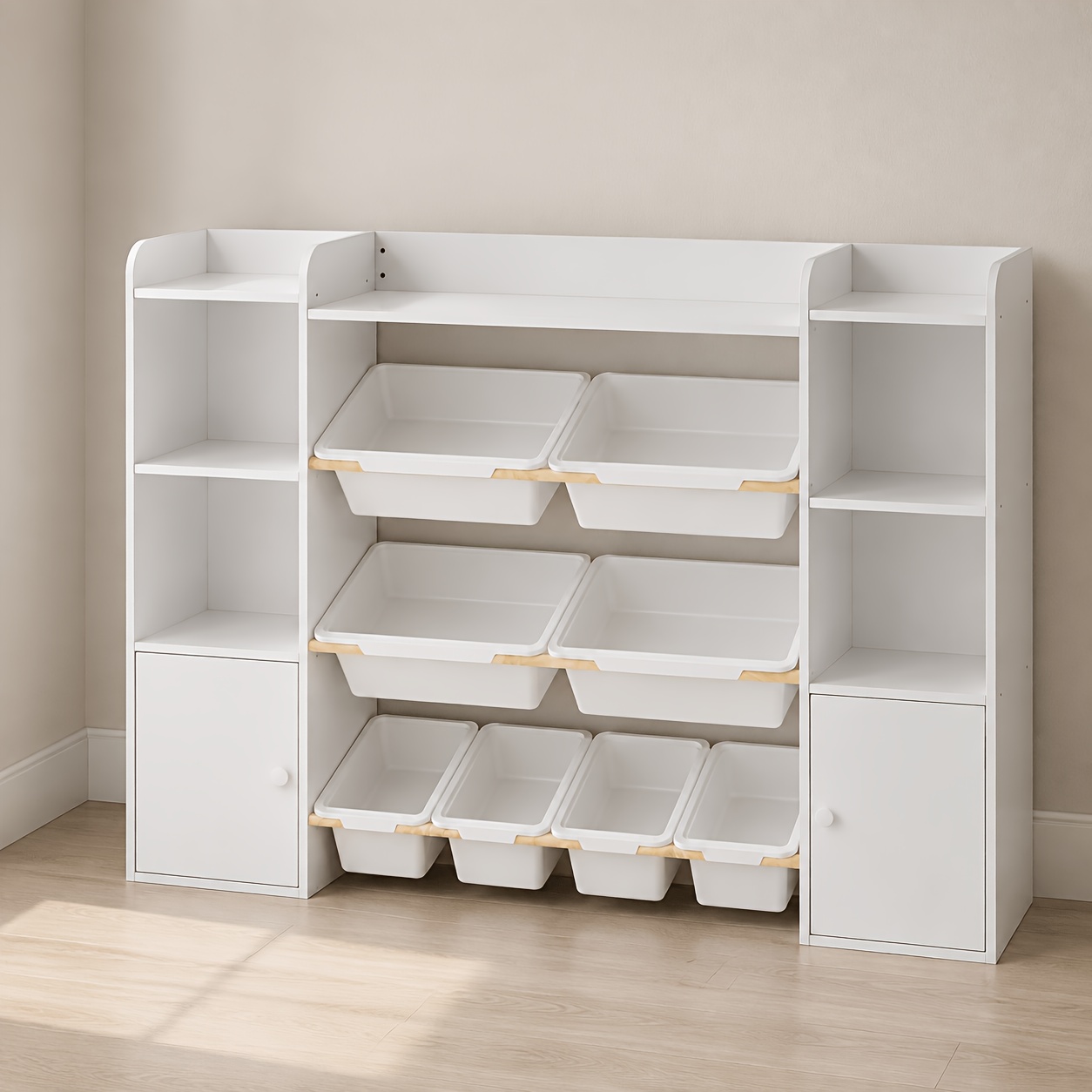 TEMU Organisateur de rangement pour jouets d'enfants à 8 avec étagère - et rayonnage en bois adaptés pour de classe, de jeux et - Meuble organisateur