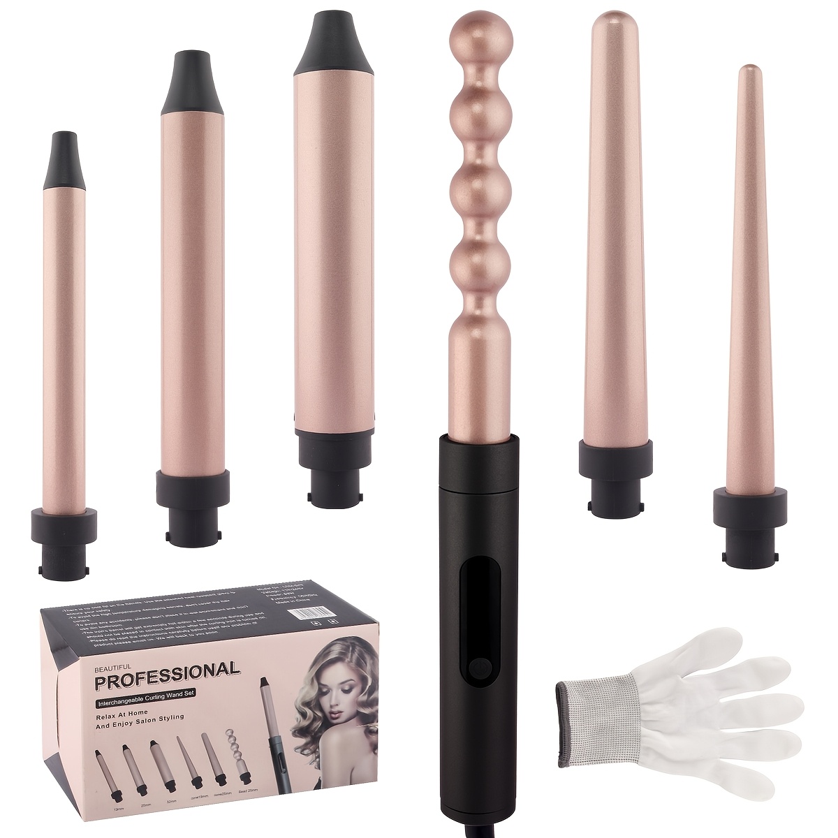 6 i 1 professionellt locktångsset elektrisk hårlockare med - Temu Sweden