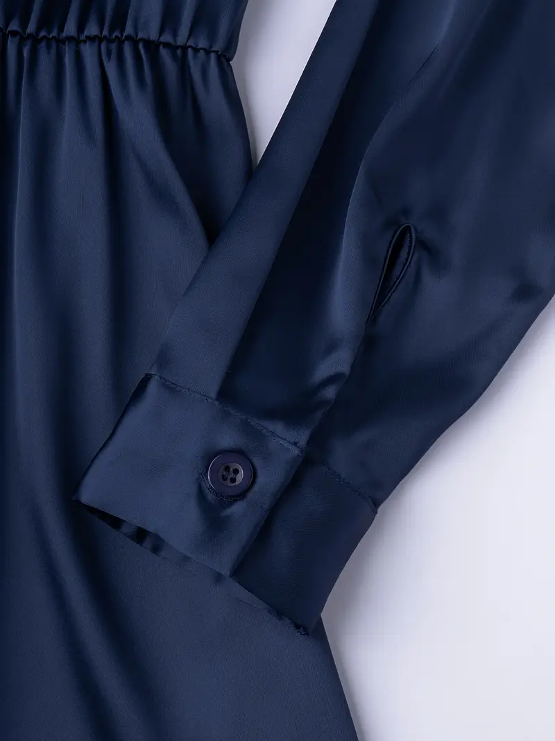 spring summer tibetan blue satin shirt dress long sleeved - Temu Oman spring summer tibetan blue satin shirt dress long sleeved - Temu Oman