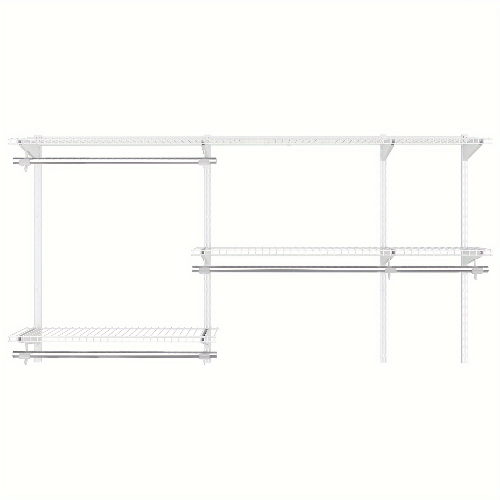 

1pc Closet Organizer Kit, 3 To 5 Ft Wall-mounted Closet Storage Rack With Hanging Rod, Wall Mount Clothes Hanging Shelf, White