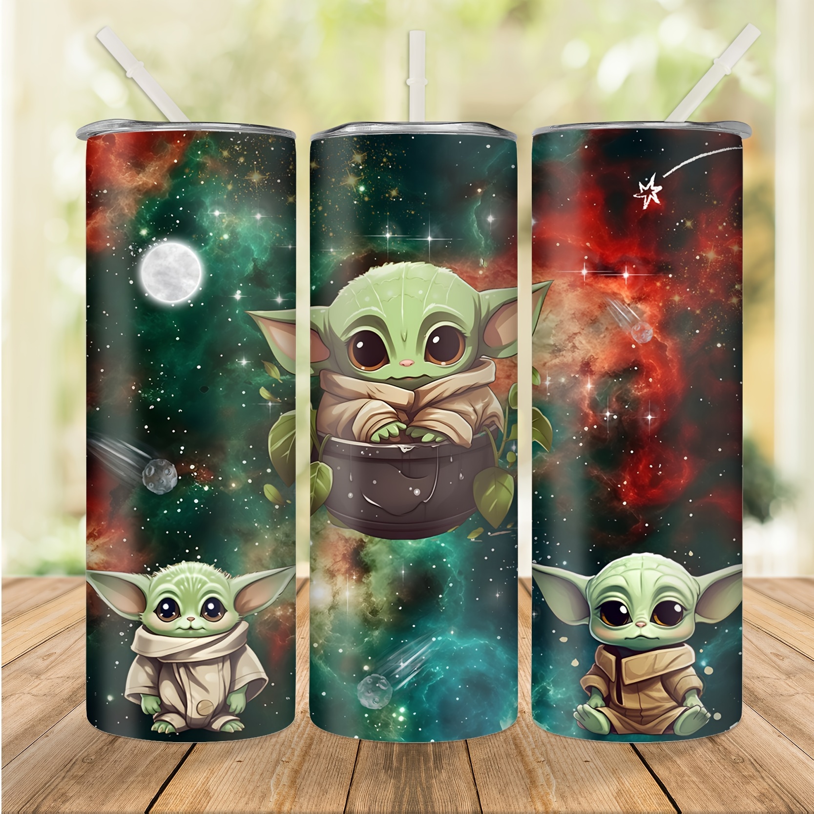 

20oz Disney Star Wars Yoda Tumbler With Straw - Stainless Steel Insulated Water Bottle, Rust-proof & Detachable Lid, Perfect Gift For Family And Friends