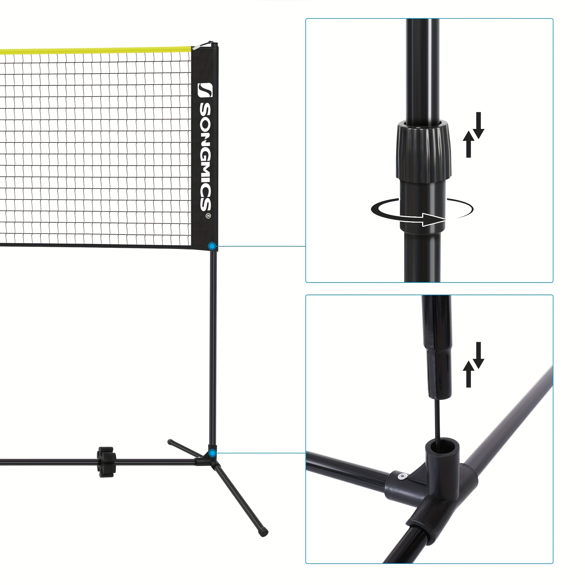 Adjustable Height Portable Multi-Sport Net Set with Sturdy Poles