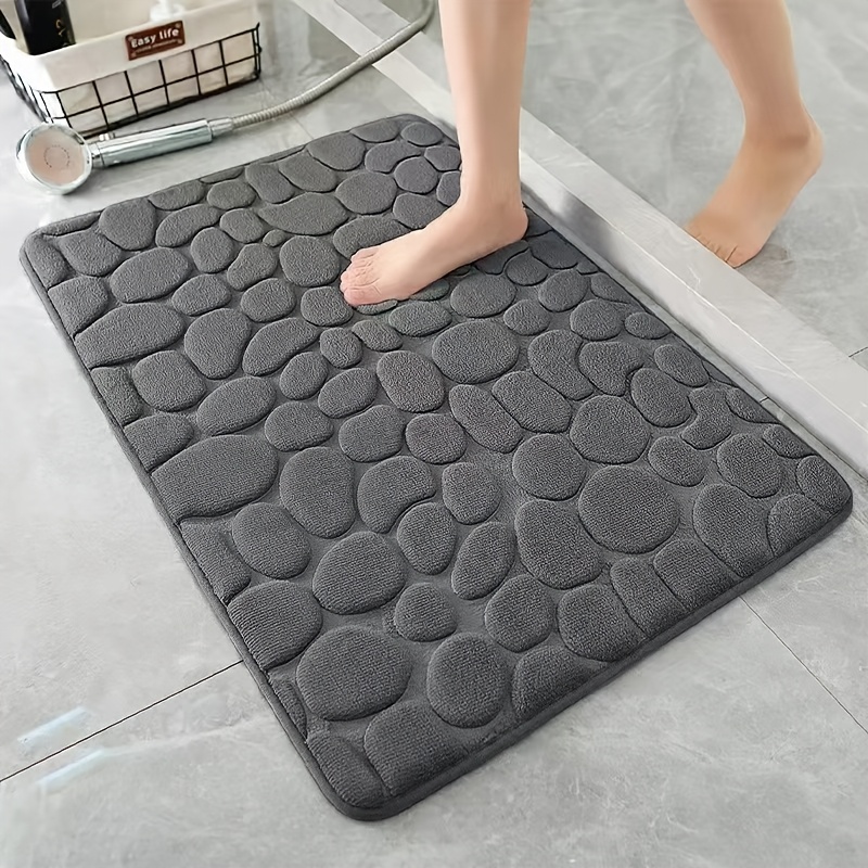 

Ultra-absorbent Non-slip Bathroom Rug - Washable, Geometric Coral Fleece Mat For Shower, Bedroom & Indoor Use