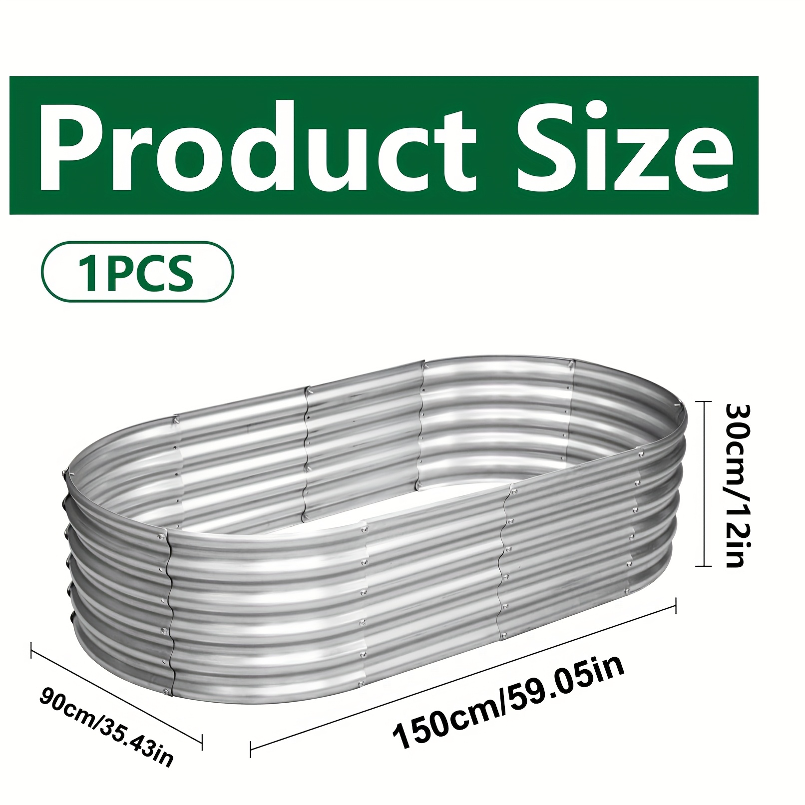 E-shop Moderne Streifige Metallgartenbeet, Oval, Mehrere Komponenten, 120cm X 60cm X , Außen Galvanisiertes Stahl-Erhöhtes Beet, Zum Anbauen Von