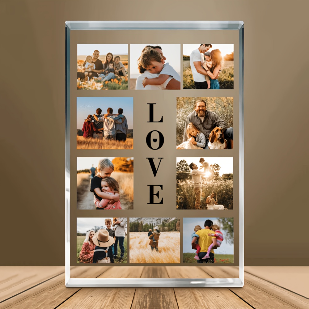 TEMU 2d Flat, Personalized Photo Collage Acrylic Plaque - Custom Commemorative Keepsake High-quality Acrylic, Vertical Wall Art For Home And Office
