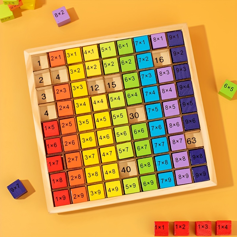 wooden multiplication table puzzle for kids educational math learning toy with 99 equations colorful number   game teaching aid ideal christmas birthday gift 6