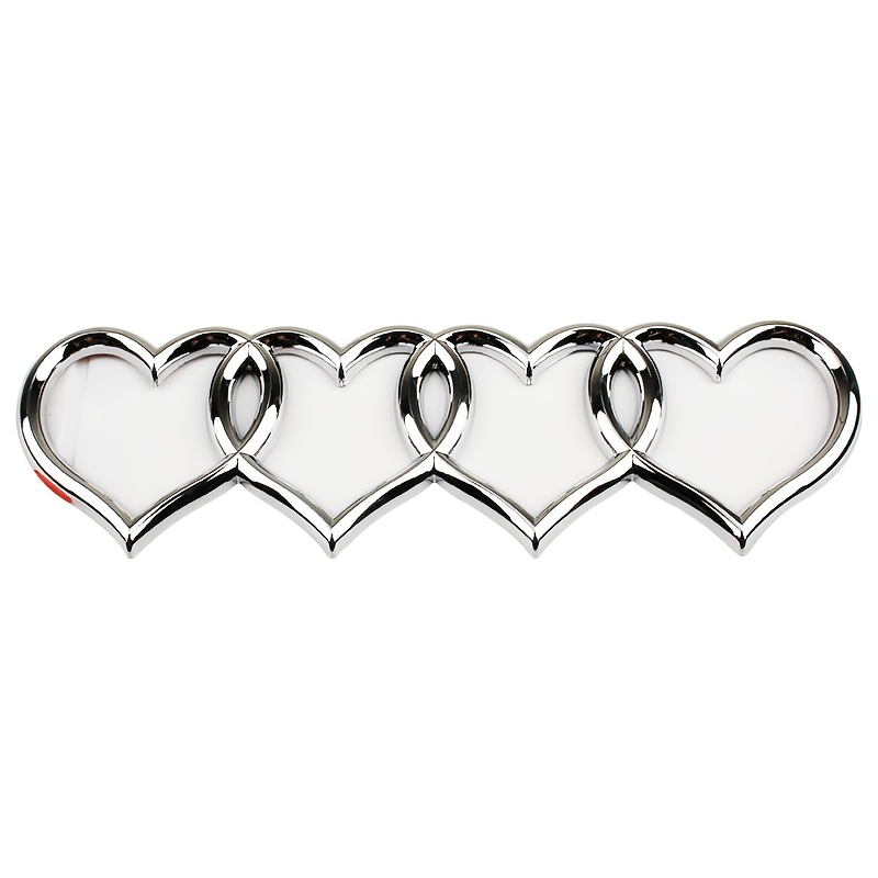 TEMU Suitable For Rear Emblem; Personalized Modified Heart Four-ring Pattern Decorative Emblem; Trunk Heart-shaped Logo; Abs Heart Decoration Emblem