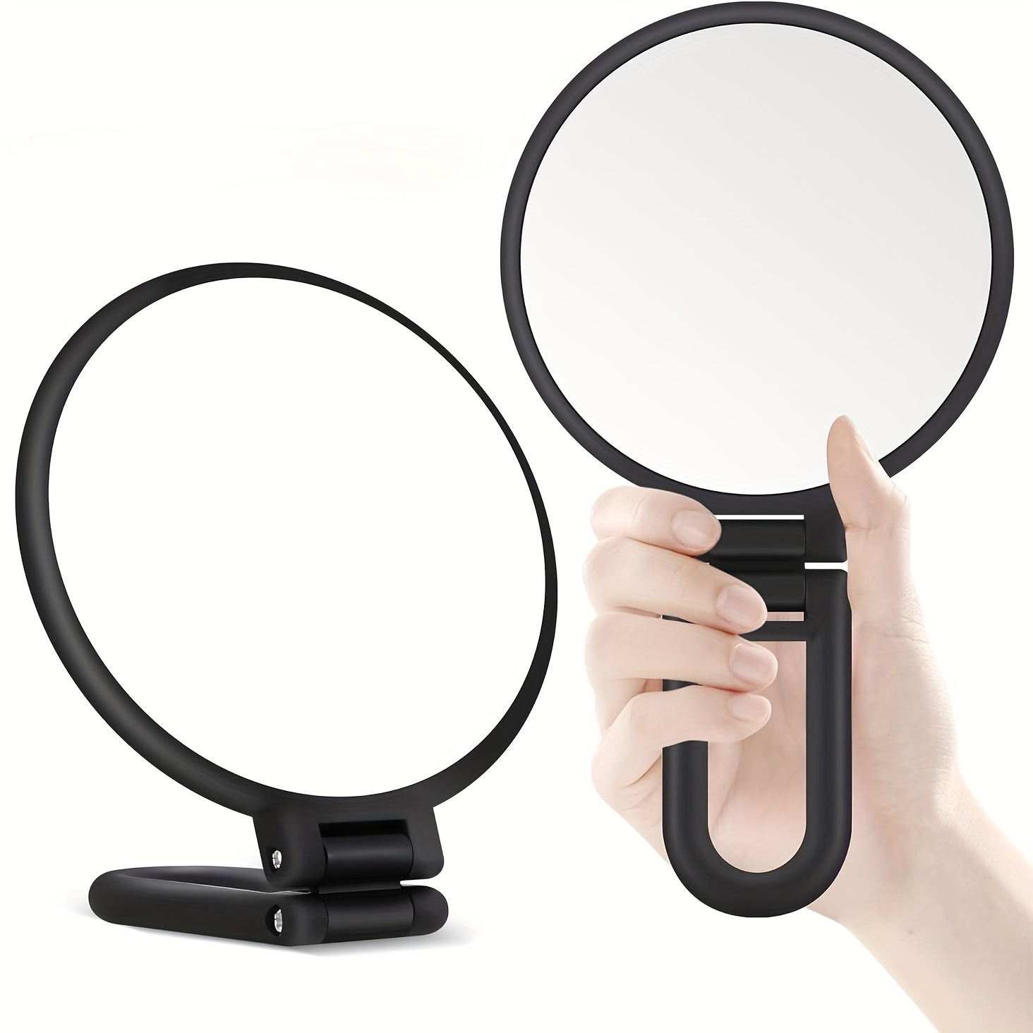 TEMU Double-sided Magnifying Hand Mirror, 1 X 15x Magnifying Hand Mirror, Travel Folding Stand With Adjustable Rotating Base, Makeup Table, Dressing Table