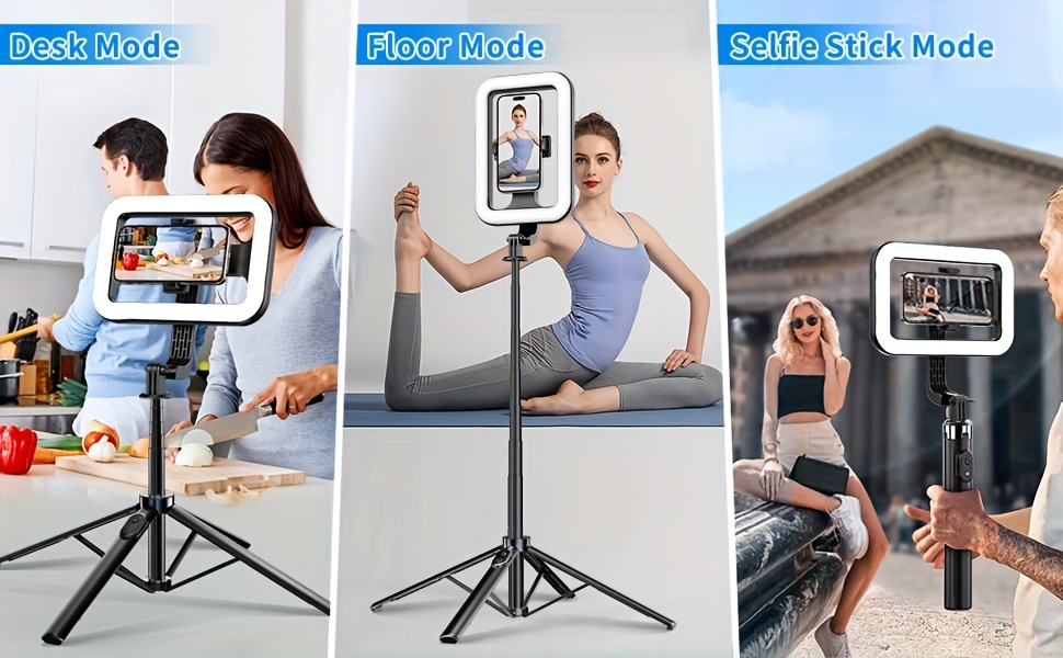 selfie ring light tripod stand phone holder 75 extendable Temu