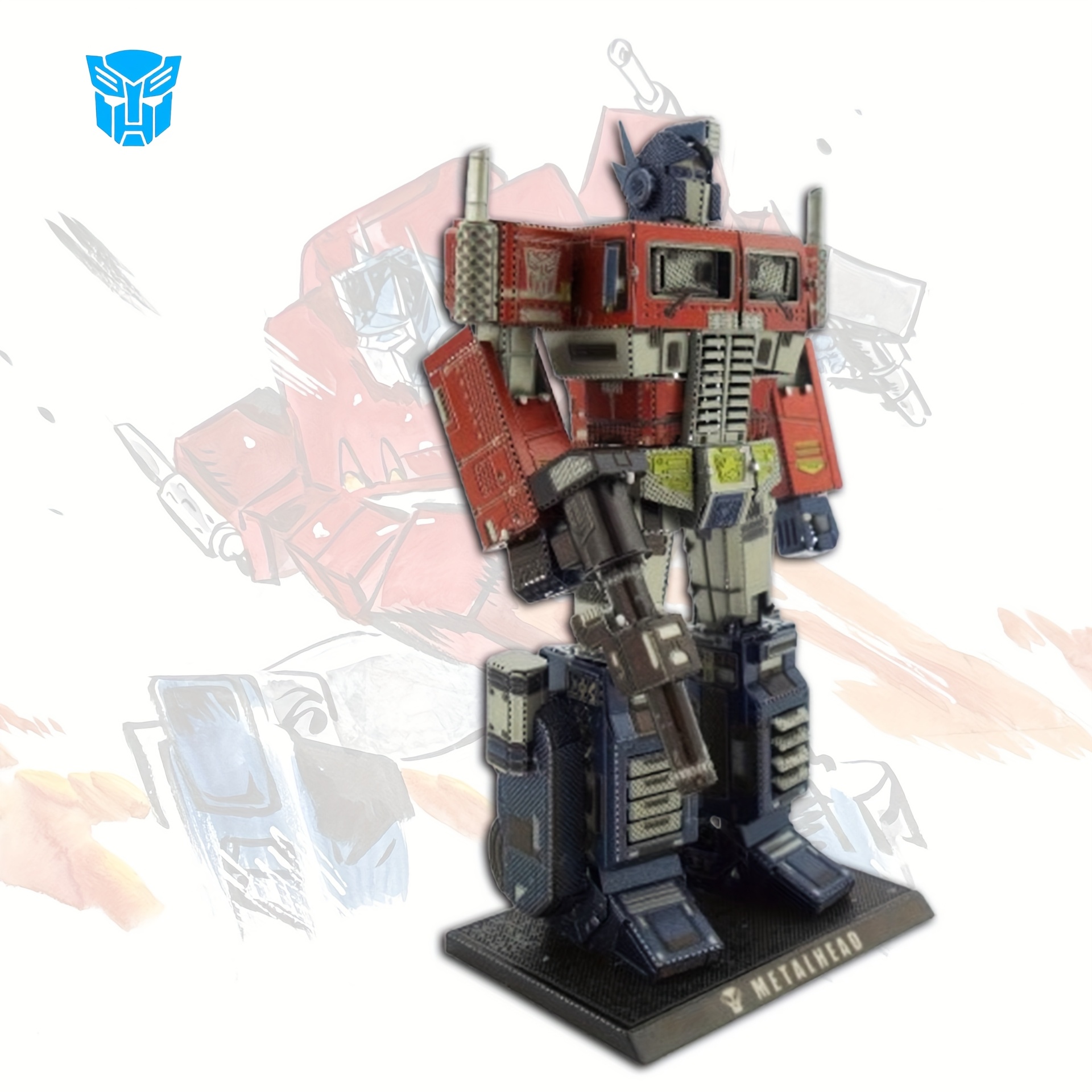 Miniature figurine set, wild mold of Transformers, color Optimus Prime, metal DIY assembly model, no glue for 3D metal puzzle, birthday gift, brain exercise, holiday surprise