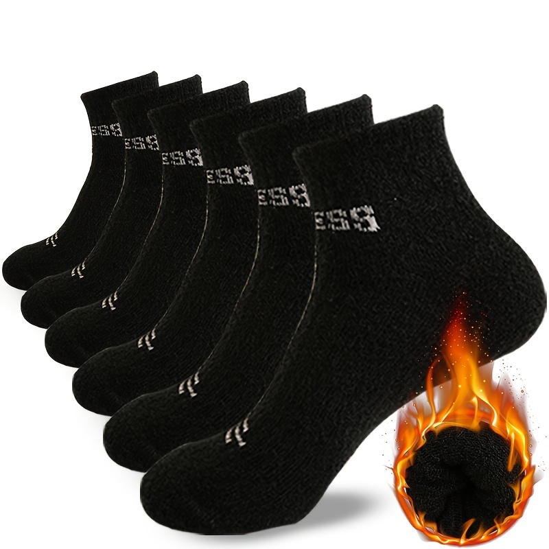 TEMU Lot de 6 paires de chaussettes cheville NCDATE pour homme et femme en éponge - Semelle serviette chaude, douce et antidérapante, évacuant