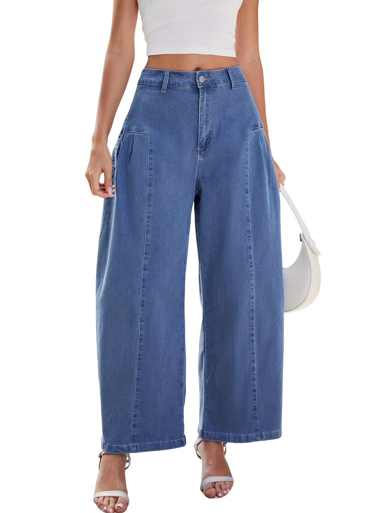side button jeans sold on Temu United States