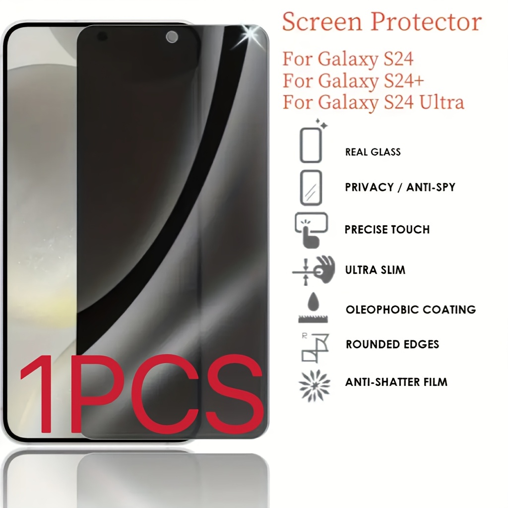 

1pc Protecteur d'écran en verre trempé Samsung S21-S25, 9H , -espionnage, mince, précis, revêtement -oil, film -diffusion, installation