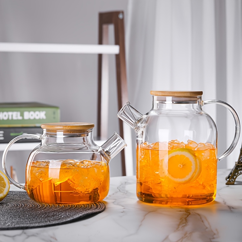 borosilicate glass teapot bamboo lid heat resistant tea Temu Sweden