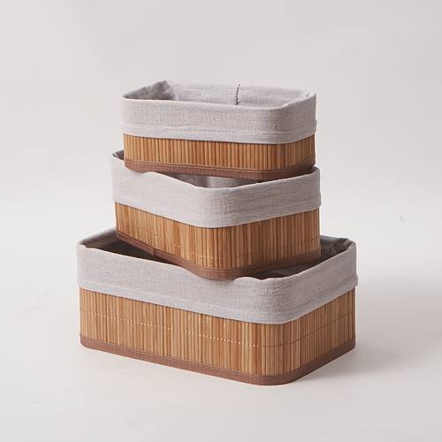 a set of 3 bamboo storage baskets kitchen bedroom storage baskets shelf baskets