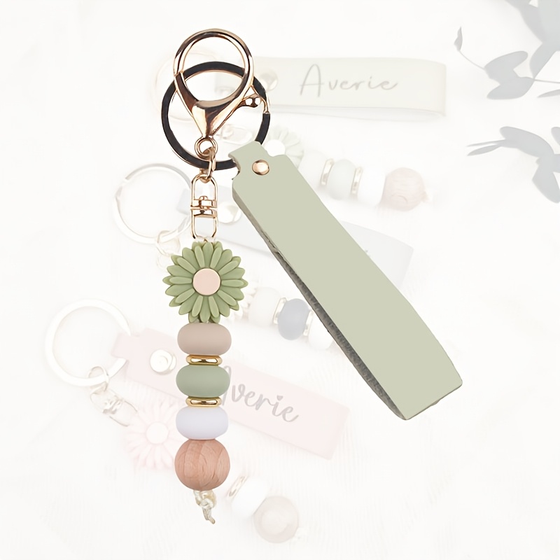 E-shop Neuer Gänseblümchen-Perlen-Schlüsselanhänger | Handgefertigtes Geschenk, Gastgeschenk, Lehrertag, Geburtstag, Abschlussgeschenk | Kette,