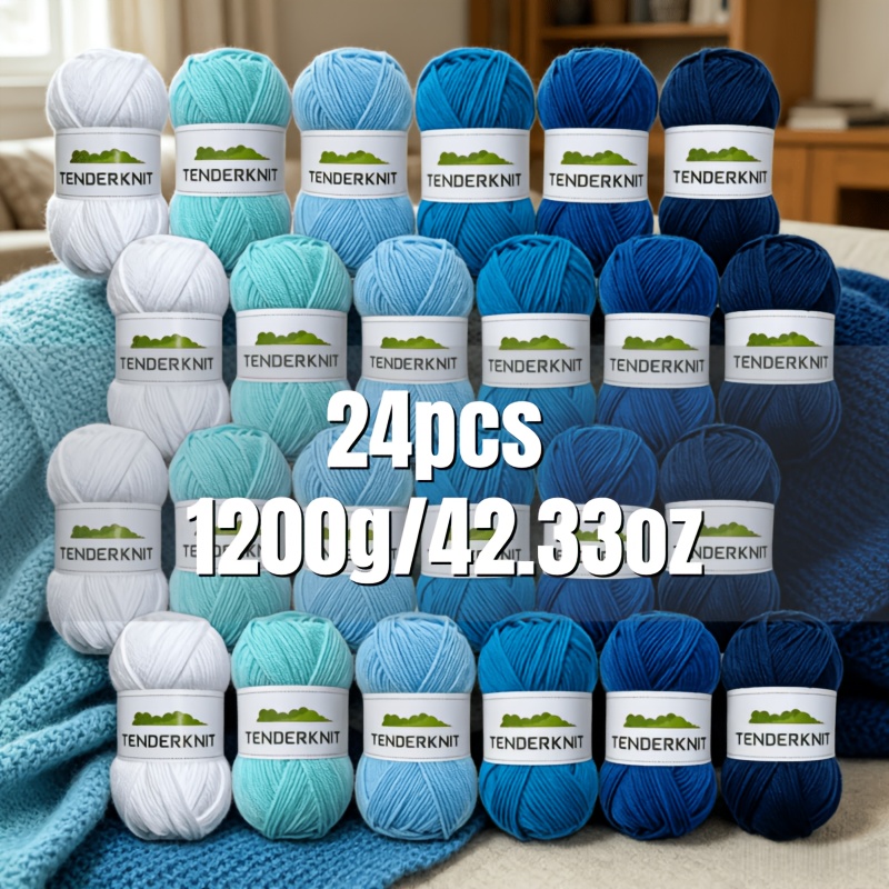 TEMU Large Pack Of Knitted Yarn | 24 Skeins In , Total Weight , Macaron Color Palette Earthy Gradient Acrylic Crochet Thread, Knitting Yarn, Suitable
