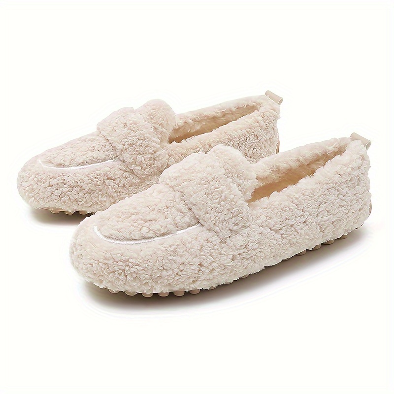 New Solid Color Plush Lined Flat Women's Shoes, Fall/Winter