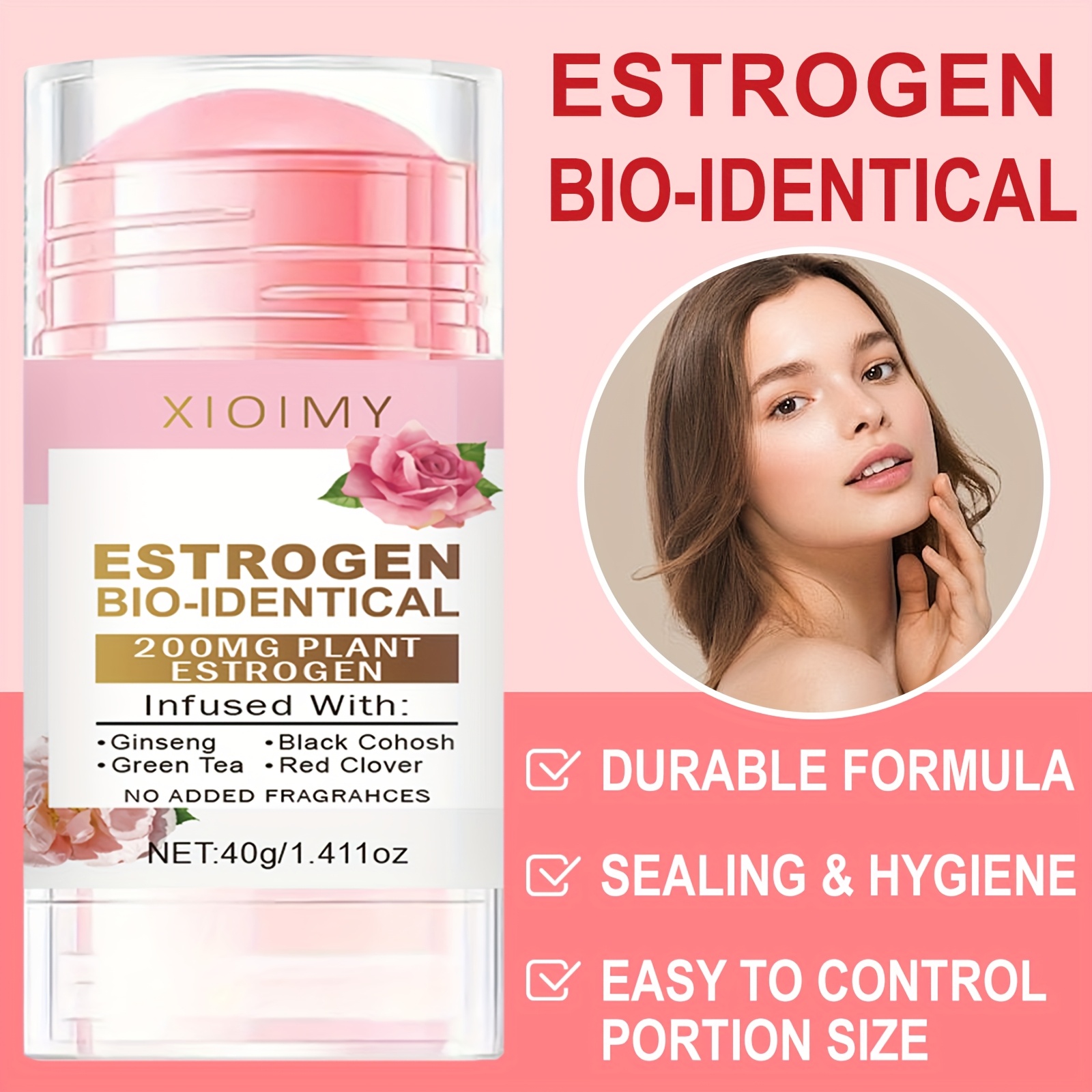 Women's Emotional Care Cream, Gentle Body Cream, Natural Estrogen, Ginseng, Black Cohosh, Green Tea, Red Clover, Alcohol-Free, Refreshing Scent, Suitable for All Skin Types, 2 Jars